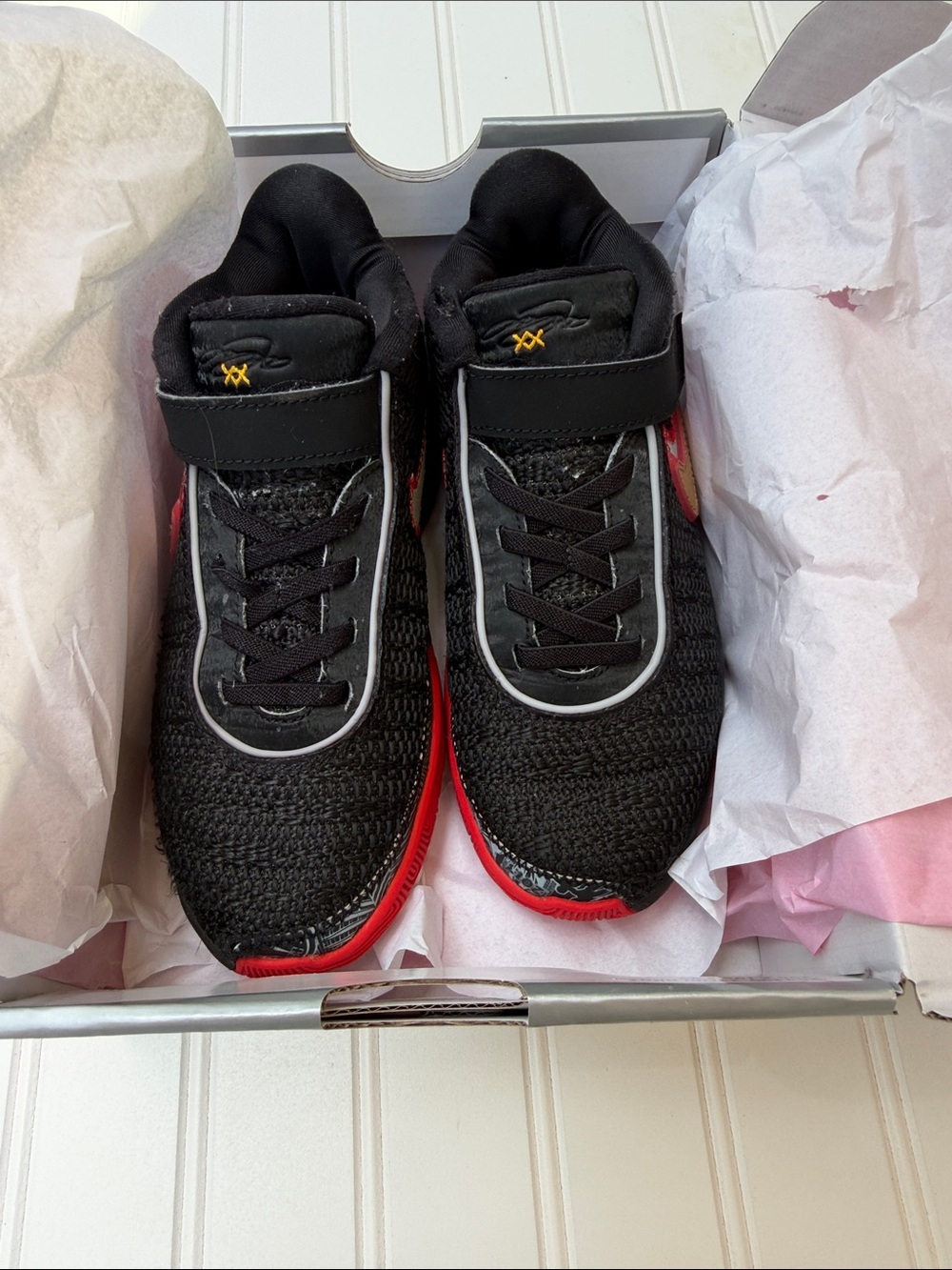 Kids Black Knit Sneakers with Red Sole - Lightweight Play Shoes